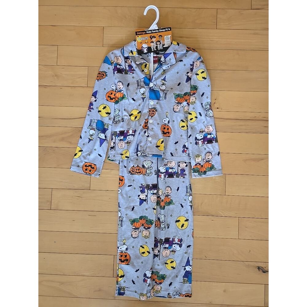 NWT Peanuts Snoopy Halloween Flannel Kids 2 Piece‎ Pajama Set Size 10 On Hanger